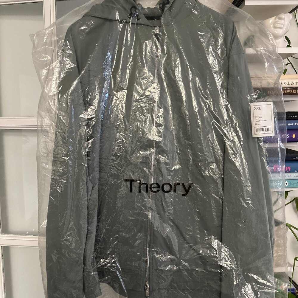 Men's Theory Haskel Kelso Piqué Packable Jacket in Steel Green - Picture 4 of 9